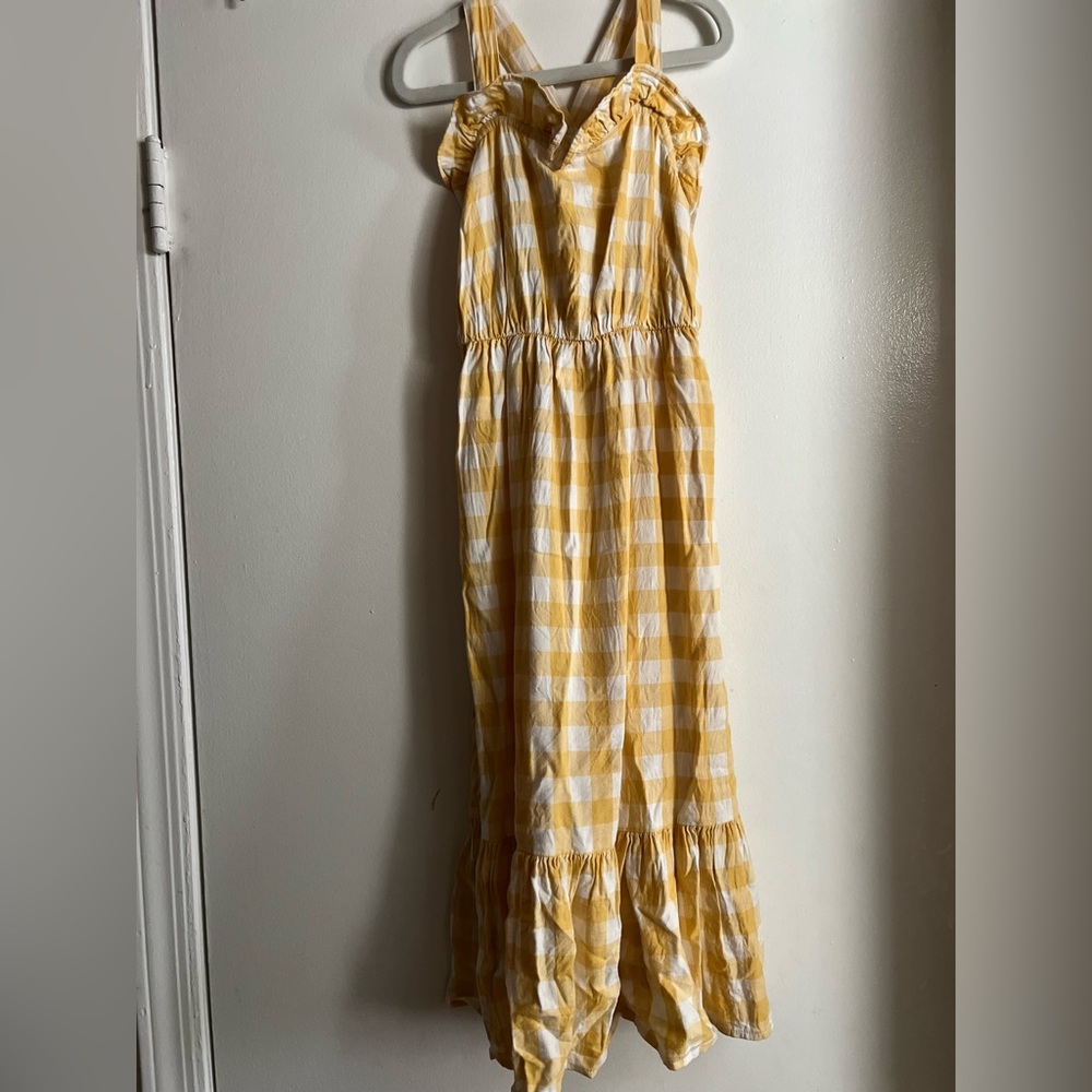 Cat & Jack Yellow and White Checkered Kids Casual Dress